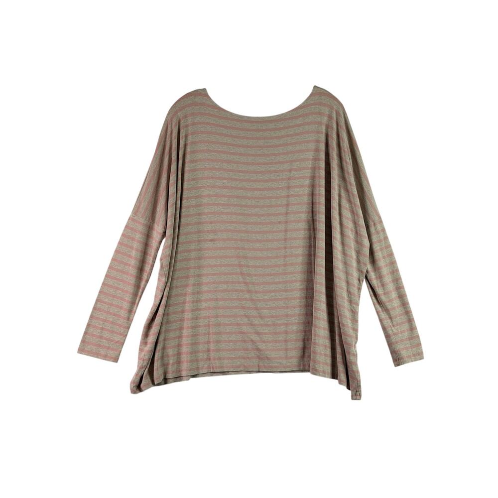 HATCH Collection The Perfect Long Sleeve Tee Striped Drapey Pink Beige Womens 2